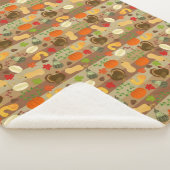 Thanksgiving Turkey Squash Autumn Harvest Pattern Sherpa Deken (3/4)