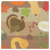 Thanksgiving Turkey Squash Autumn Harvest Pattern Stof (Close Up)