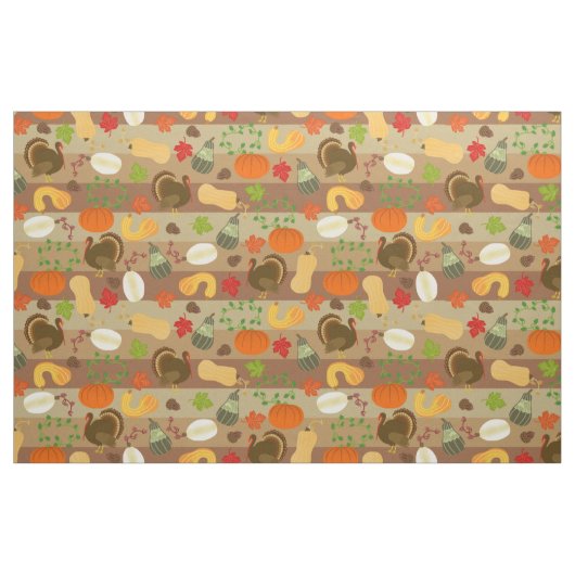 Thanksgiving Turkey Squash Autumn Harvest Pattern Stof (Fat Quarter)