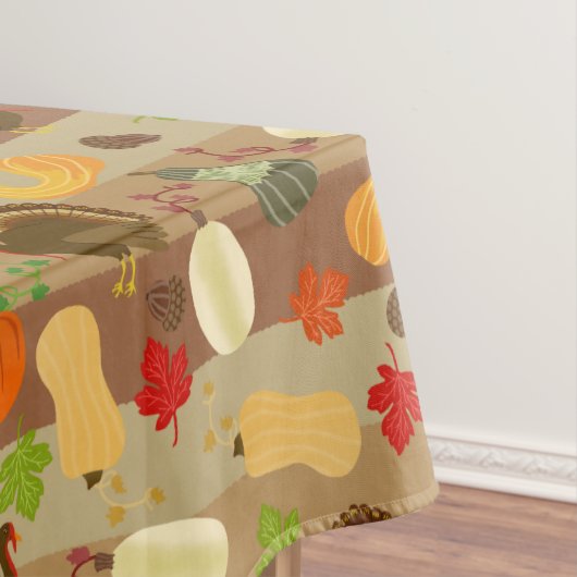 Thanksgiving Turkey Squash Autumn Harvest Pattern Tafelkleed (Voorbeeld)