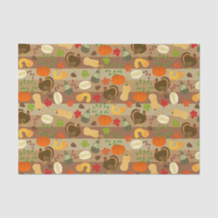 Thanksgiving Turkey Squash Autumn Harvest Pattern Tissuepapier