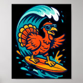 Thanksgiving Turkey Surfer Surfing  Poster (Voorkant)