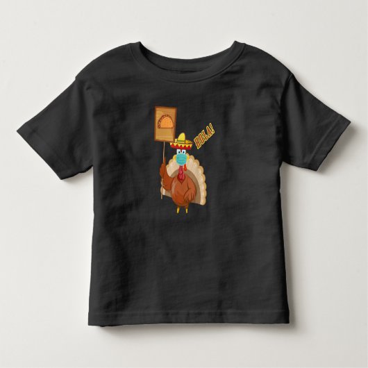Thanksgiving Turkey Wearing a Face Mask Eat Taco Kinder Shirts (Voorkant)