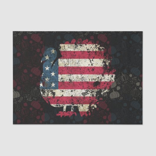 Thanksgiving Turkey With American Flag Tissuepapier (Voorkant)