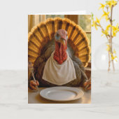 Thanksgiving Turkey With Knife and Fork Kaart (Gele Bloem)
