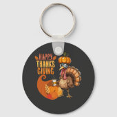 Thanksgiving Turkey with Pumpkin Hat Sleutelhanger (Voorkant)