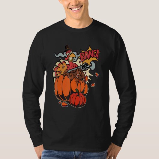 Thanksgiving Turkey with Pumpkin Shotgun 1 T-shirt (Voorkant)