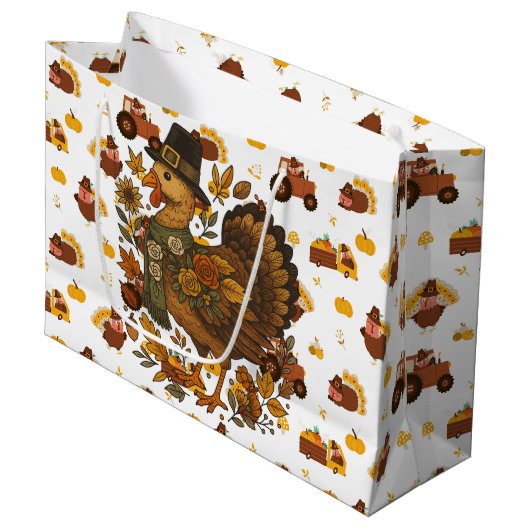 Thanksgiving Turkeys Groot Cadeauzakje (Voorkant Gekanteld)