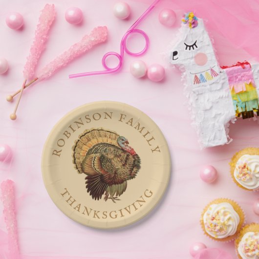  Thanksgiving Turkije - Aangepaste familienaam Papieren Bordje (Feest)