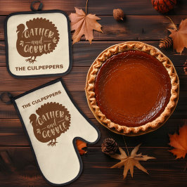 Thanksgiving Turkije Aangepaste naam Verzamelen en Ovenwant & Pannenlap Set