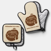 Thanksgiving Turkije Aangepaste naam Verzamelen en Ovenwant & Pannenlap Set (Voorkant / Achterkant)