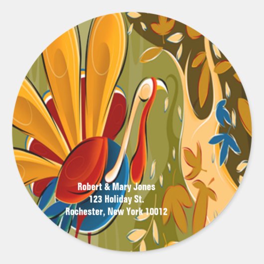 Thanksgiving Turkije Adresetiketten Ronde Sticker (Voorkant)