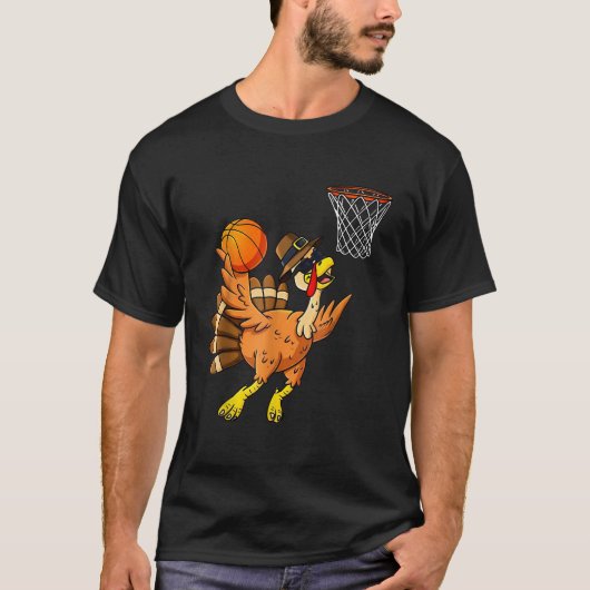 Thanksgiving Turkije Basketball Player Funny Boys  T-shirt (Voorkant)