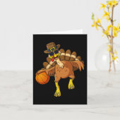 Thanksgiving Turkije Basketbalspeler Fun Boys Gir Kaart (Gele Bloem)