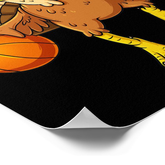 Thanksgiving Turkije Basketbalspeler Fun Boys Gir Poster (Hoek)