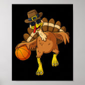 Thanksgiving Turkije Basketbalspeler Fun Boys Gir Poster (Voorkant)