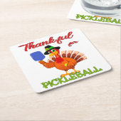 Thanksgiving Turkije - Bedankt voor Pickleball Kartonnen Onderzetters (Schuin)