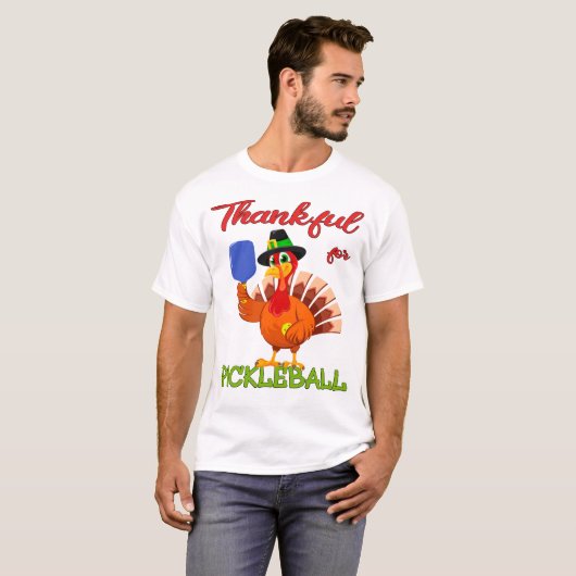 Thanksgiving Turkije - Bedankt voor Pickleball T-shirt (Voorkant volledig)