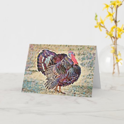 Thanksgiving Turkije Bird Art Friends Kaart (Gele Bloem)