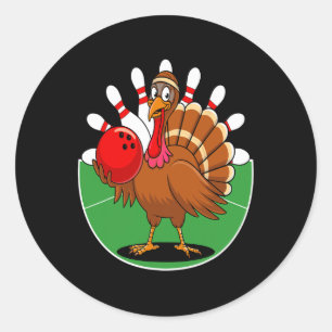Thanksgiving Turkije Bowling Pin Matching Team 2 Ronde Sticker