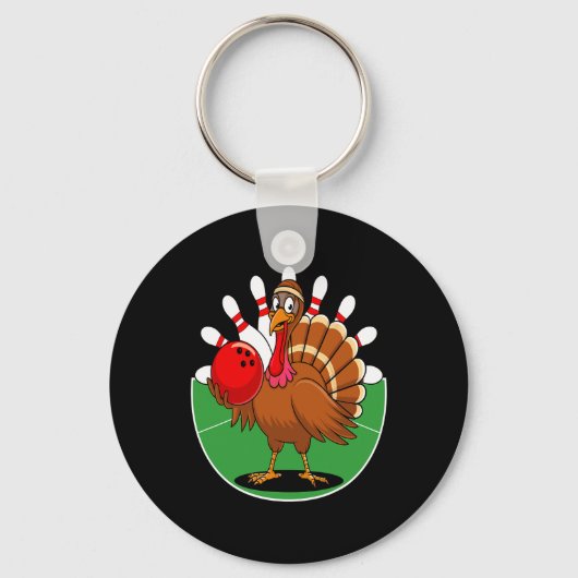 Thanksgiving Turkije Bowling Pin Matching Team 2 Sleutelhanger (Voorkant)