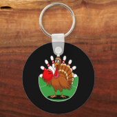 Thanksgiving Turkije Bowling Pin Matching Team 2 Sleutelhanger (Voorkant)