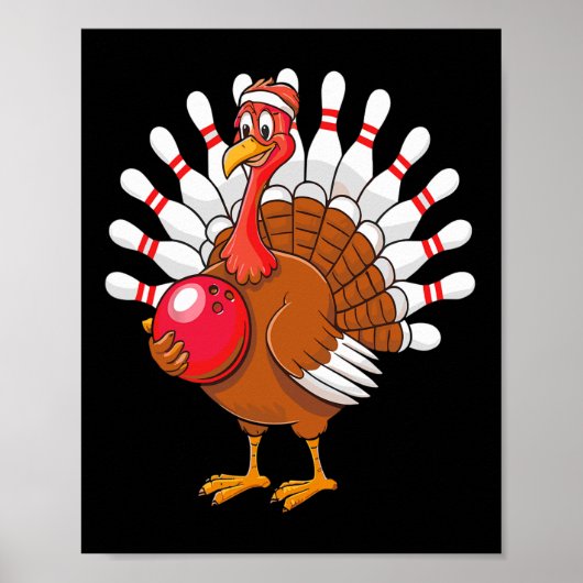 Thanksgiving Turkije Bowling Pin Matching Team Poster (Voorkant)