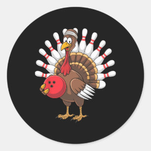 Thanksgiving Turkije Bowling Pin Matching Team Ronde Sticker