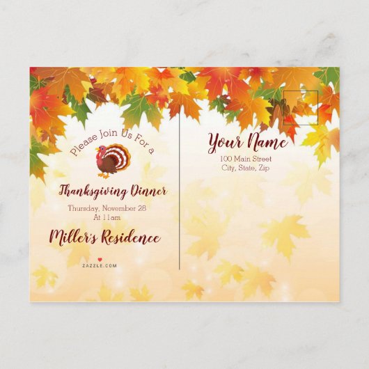 Thanksgiving Turkije Briefkaart (Achterkant)