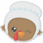 Thanksgiving Turkije, Bruin Turkije, Pilgrim Bonne Sticker (Voorkant)