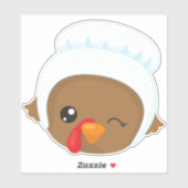 Thanksgiving Turkije, Bruin Turkije, Pilgrim Bonne Sticker (Vel)