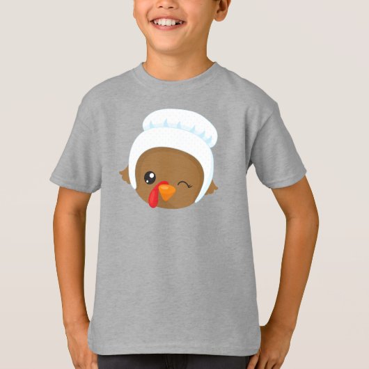 Thanksgiving Turkije, Bruin Turkije, Pilgrim Bonne T-shirt (Voorkant)