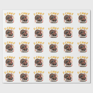 Thanksgiving Turkije Cawing F-Caw-F Funny Crow Cadeaupapier