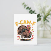 Thanksgiving Turkije Cawing F-Caw-F Funny Crow Uitnodiging Briefkaart (Staand voorkant)