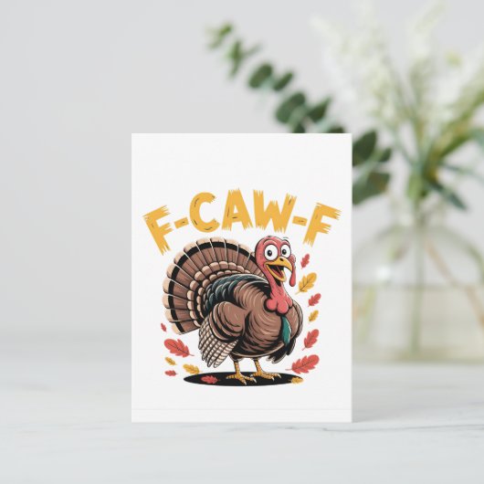 Thanksgiving Turkije Cawing F-Caw-F Funny Crow Uitnodiging Briefkaart (Staand voorkant)