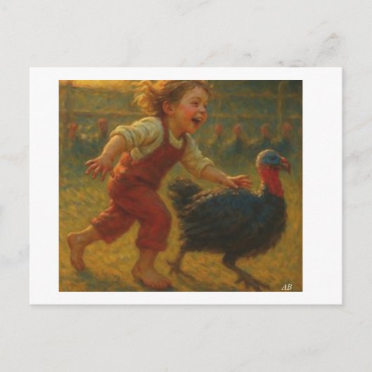 Thanksgiving Turkije Chase, Briefkaart (Voorkant)