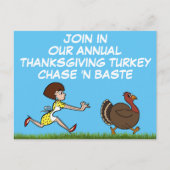 Thanksgiving Turkije Chase en Baste Party Briefkaa Feestdagenkaart (Voorkant)
