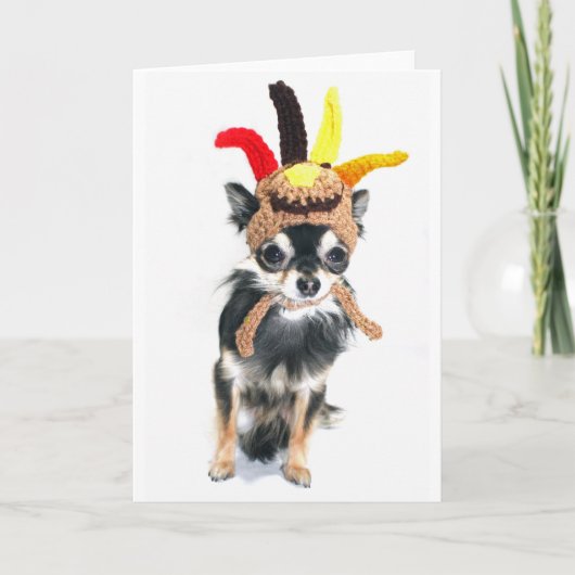 Thanksgiving Turkije Chihuahua Feestdagen Kaart (Voorkant)