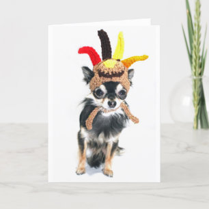Thanksgiving Turkije Chihuahua Feestdagen Kaart