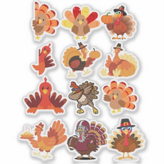 Thanksgiving Turkije Collage Sticker (Voorkant)