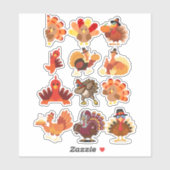 Thanksgiving Turkije Collage Sticker (Vel)