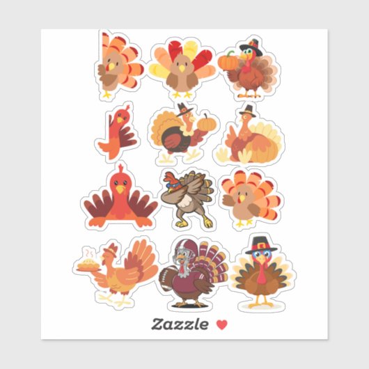 Thanksgiving Turkije Collage Sticker (Vel)