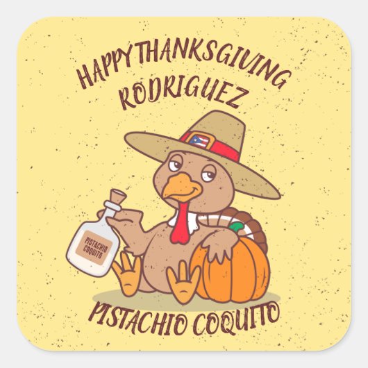 Thanksgiving Turkije Coquito Vierkante Sticker (Voorkant)