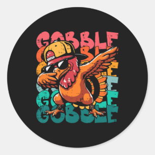 Thanksgiving Turkije Dab Gobble Funny Peuter Boys Ronde Sticker
