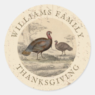 Thanksgiving Turkije Dag Familienaam Ronde Sticker