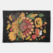 Thanksgiving Turkije Dankbaar Taart Herfst Familie Theedoek (Horizontaal)