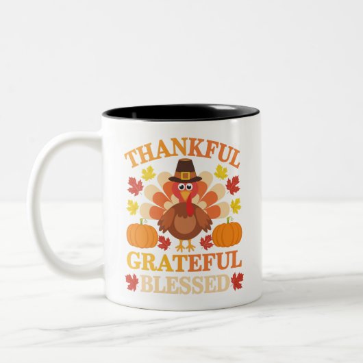 Thanksgiving Turkije dankbaar voor de grateful Ble Tweekleurige Koffiemok (Links)