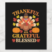 Thanksgiving Turkije dankbaar voor de grateful Ble Wijn Etiket (Enkel label)