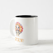 Thanksgiving Turkije Day Funny Tweekleurige Koffiemok (Voorkant links)