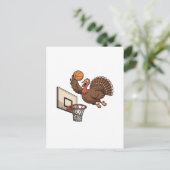Thanksgiving Turkije Dunking Basketbal Grappig Feestdagenkaart (Staand voorkant)